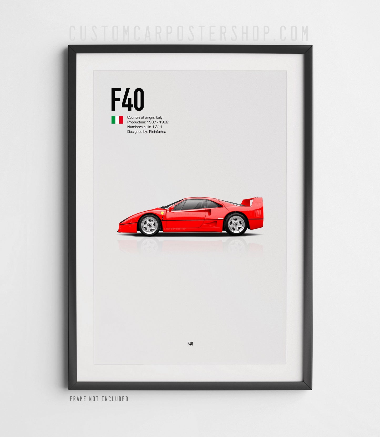 Ferrari F40 Framed Art Print in Red