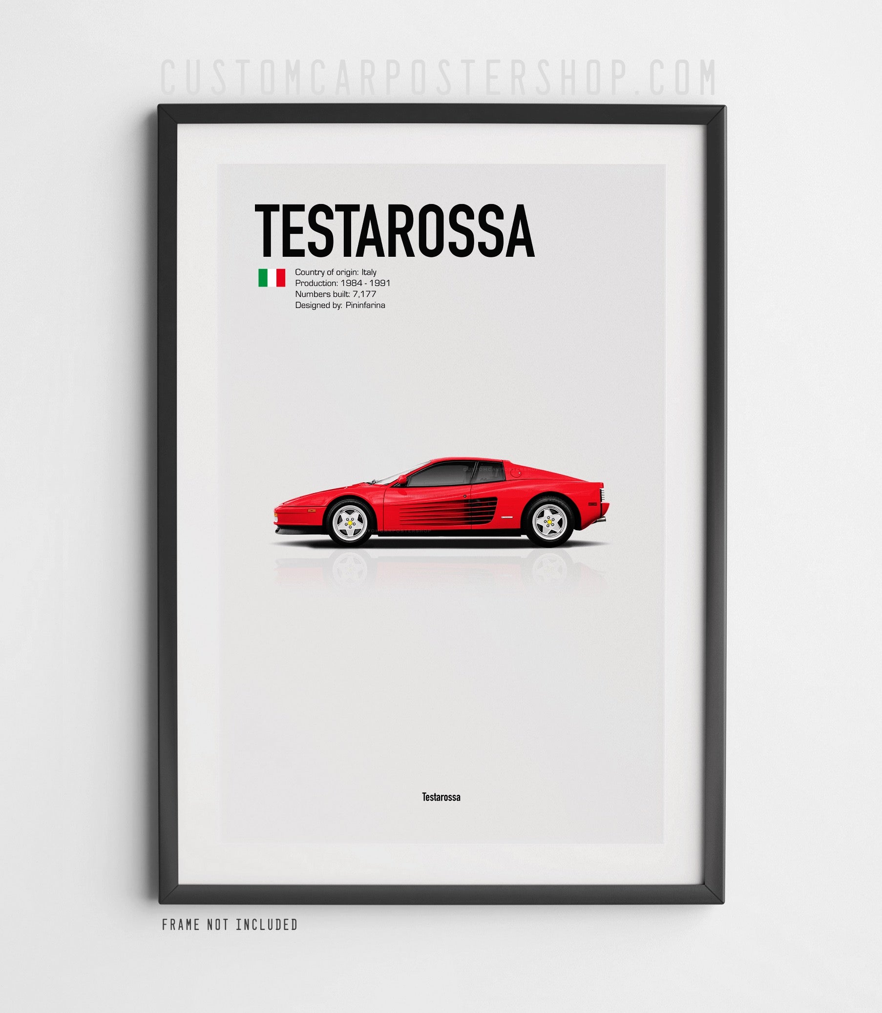 Red Ferrari Testarossa Poster Framed