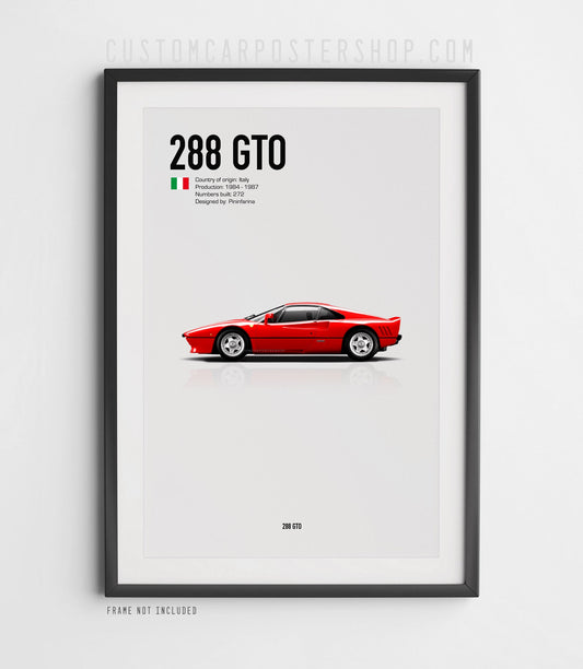 Red Ferrari 288 GTO Framed Artwork