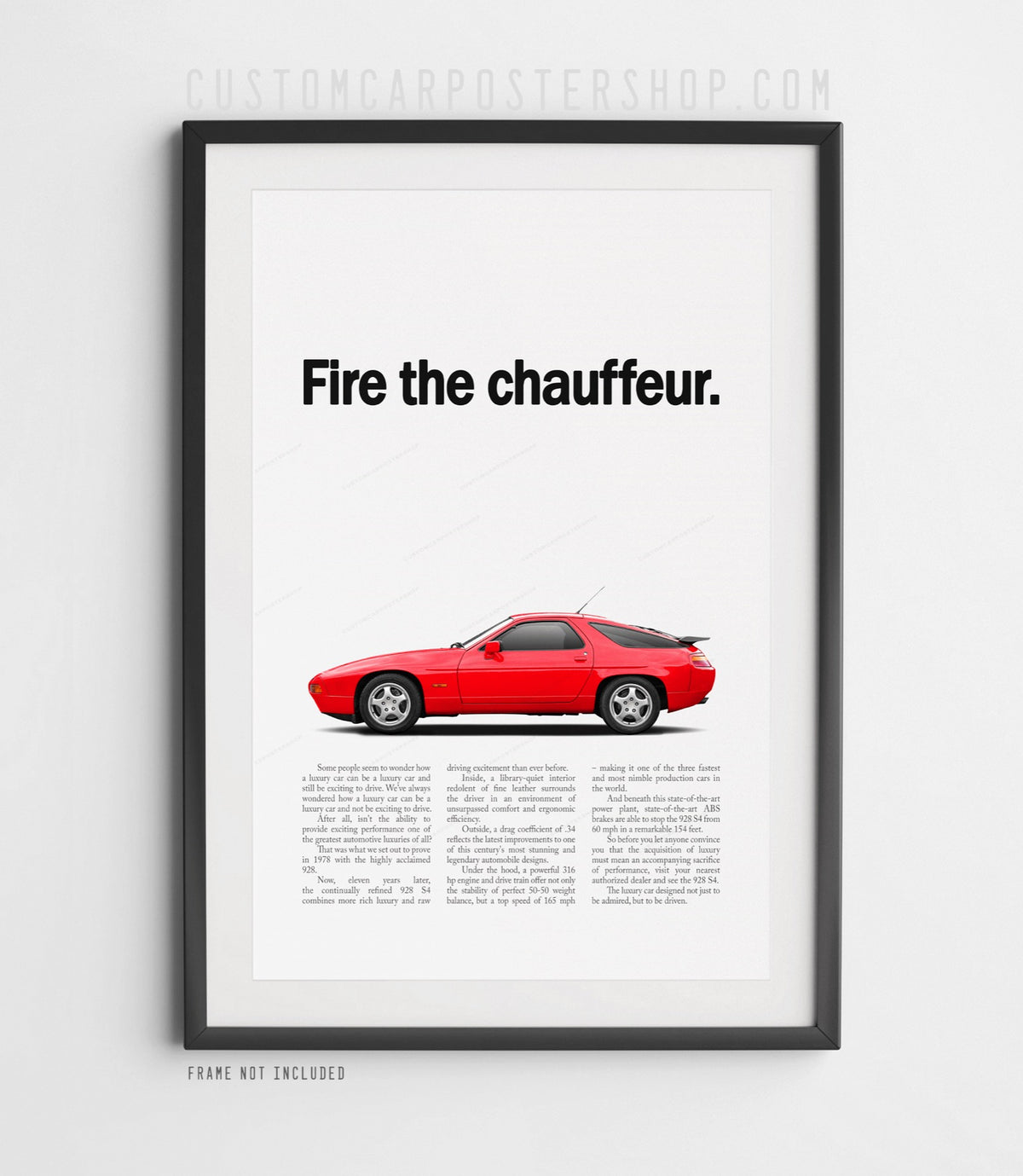 Porsche 928 S4 Retro Print Ad - Fire the Chauffeur