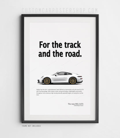 Porsche 911 (992.2) GT3 Touring Ad Poster - For the Track and the Road