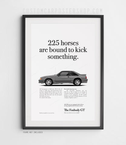 Ford Mustang GT 5.0 Fox Body Classic Print Ad - Kick Something
