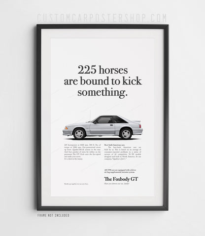 Ford Mustang GT 5.0 Fox Body Classic Print Ad - Kick Something