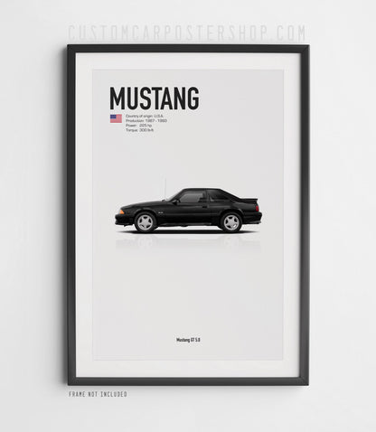 Ford Mustang GT 5.0 Fox Body 3rd Gen Poster