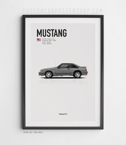 Ford Mustang GT 5.0 Fox Body 3rd Gen Poster