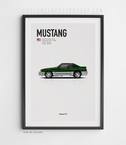 Ford Mustang GT 5.0 Fox Body 3rd Gen Poster