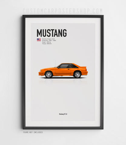 Ford Mustang GT 5.0 Fox Body 3rd Gen Poster