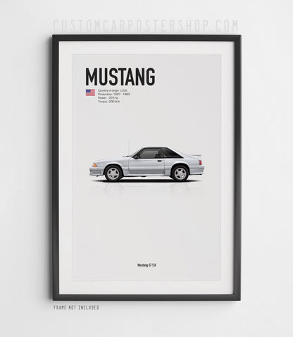 Ford Mustang GT 5.0 Fox Body 3rd Gen Poster