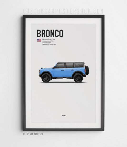 Ford Bronco (6th Gen) Poster in Blue