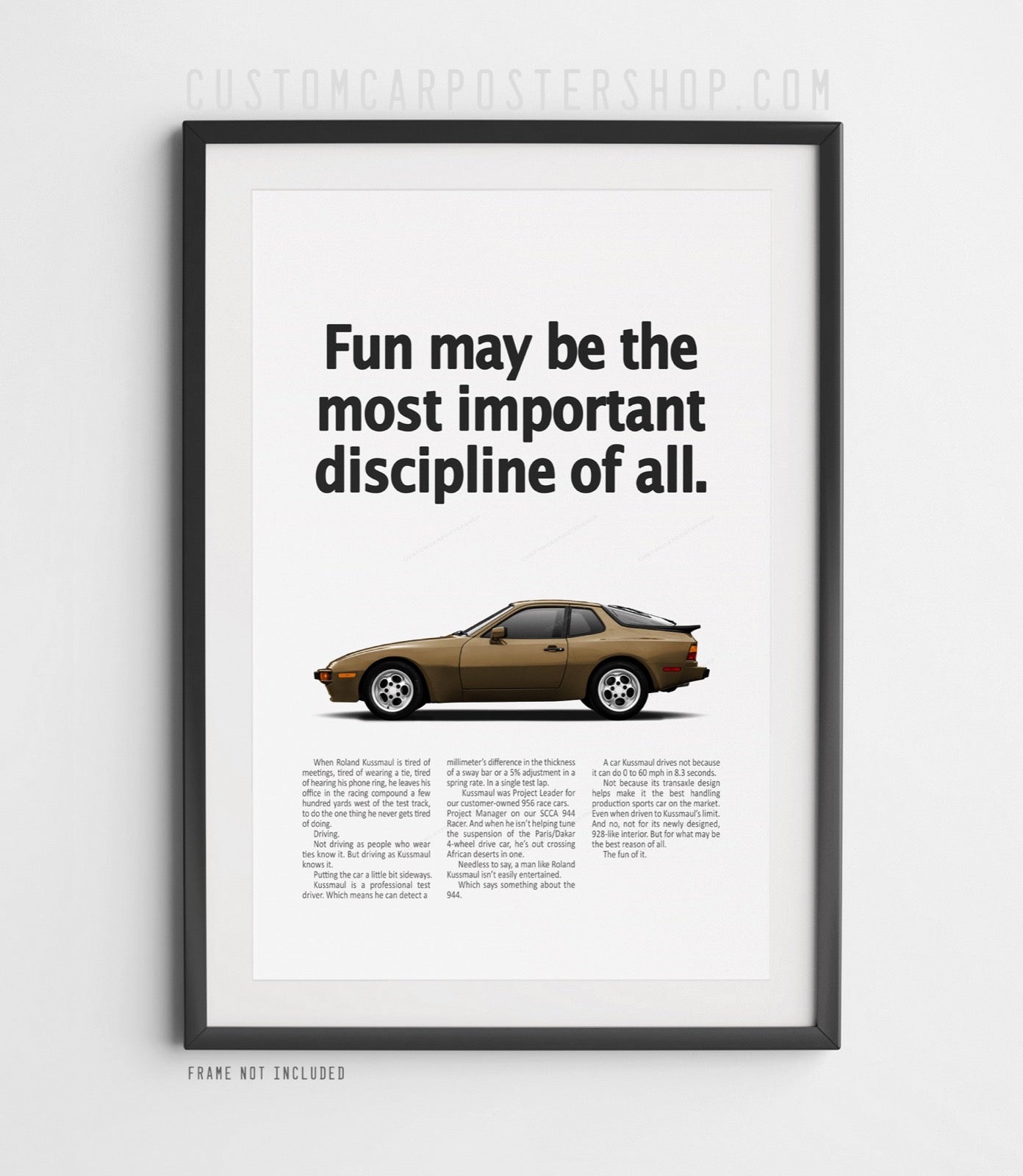 Brown Sable Metallic Porsche 944 Non-Turbo Retro Print Ad Framed Art