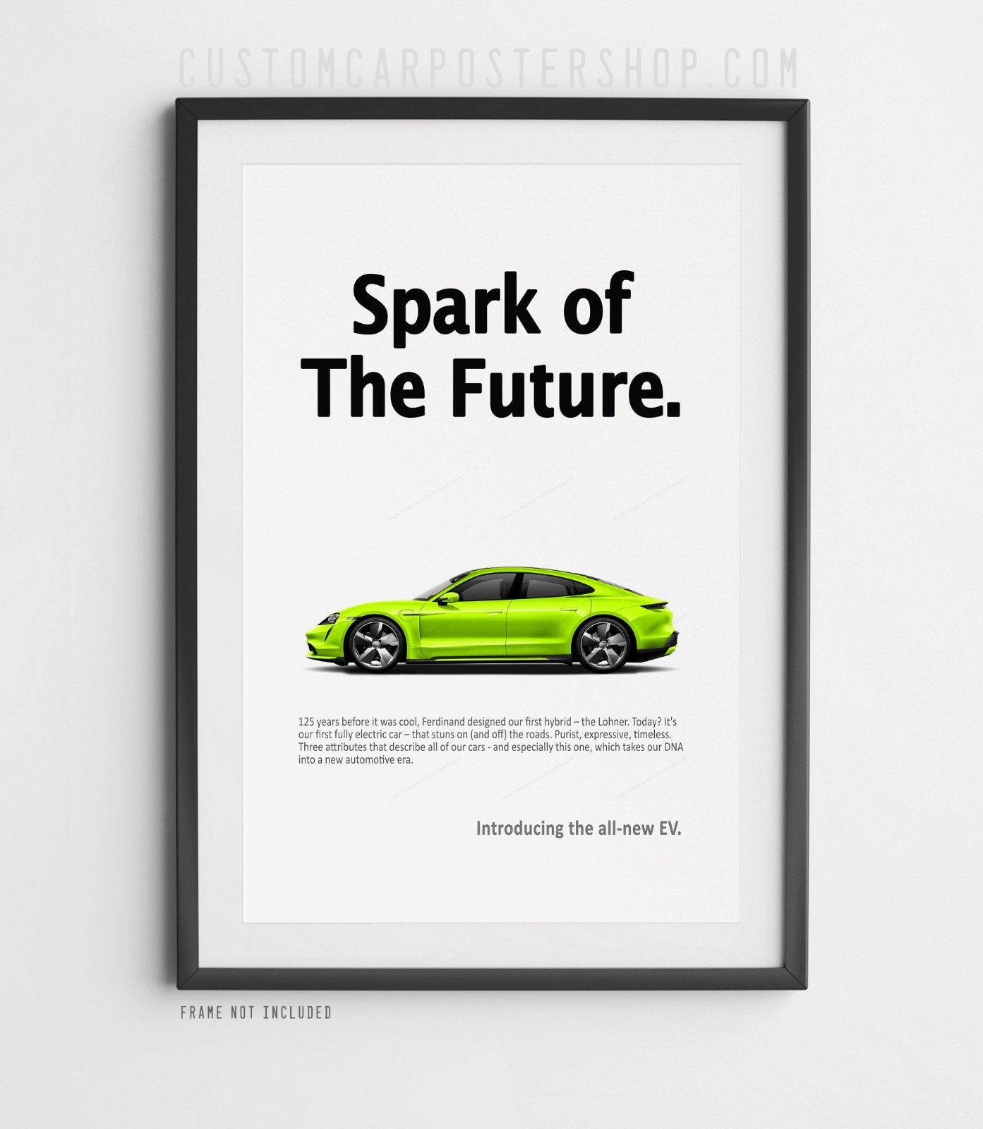 Porsche Taycan Print Ad Reproduction - Spark of the Future