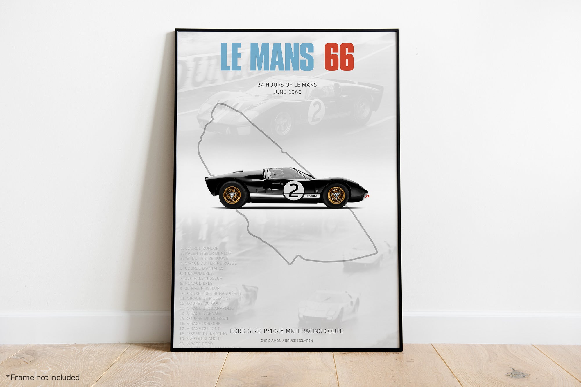 Ford GT40 Mk.II 1966 Le Mans Tribute Poster - Classic Car LeMans ...