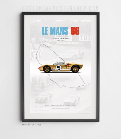 1966 Le Mans Ford GT40 Mk.II Tribute Poster