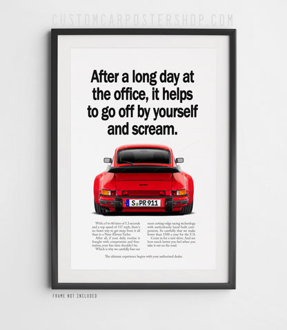 Porsche 930 Turbo Vintage Print Ad - Go off and Scream