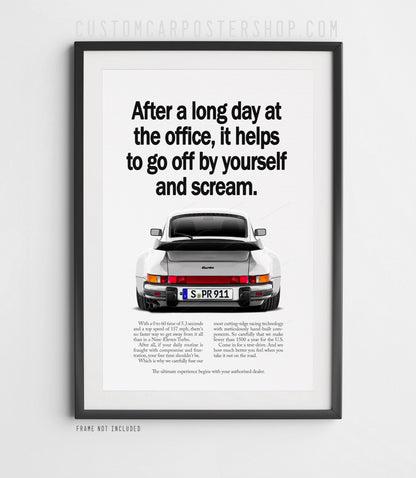 Porsche 930 Turbo Print Ad - Go off and Scream