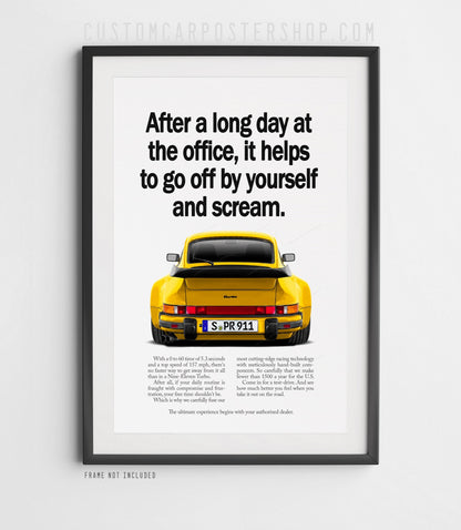 Porsche 930 Turbo Print Ad - Go off and Scream