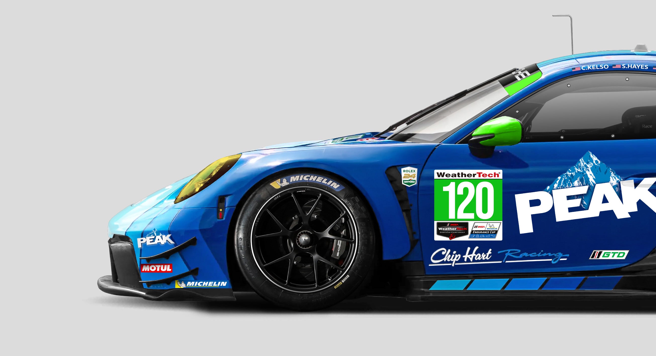 Porsche 911 GT3 R driven by Sonny Hayes in the F1 Movie (2025), featuring the fictional Chip Hart Racing Team car at the 24 Hours of Daytona.