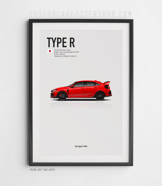 Honda Civic Type R FK8 Poster Framed Art