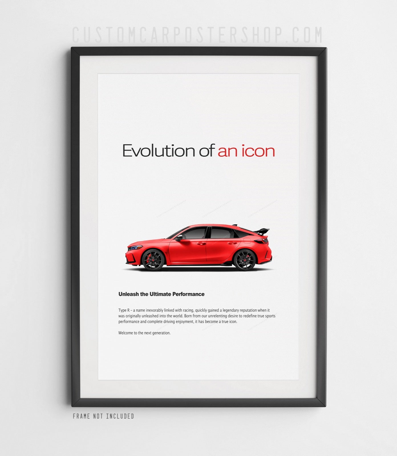 Red Honda Civic Type R FL5 Ad Poster Frame Art
