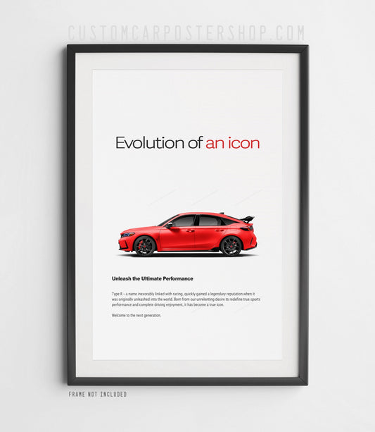 Red Honda Civic Type R FL5 Ad Poster Frame Art