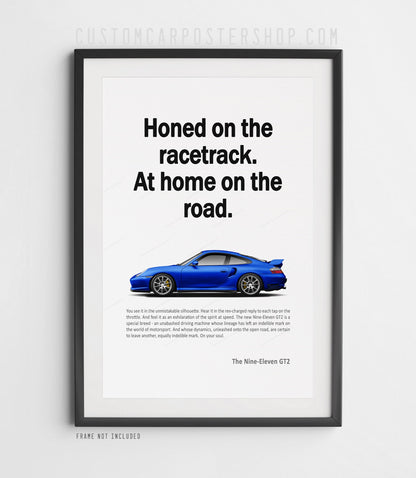 Porsche 996.2 911 GT2 Remastered Print Ad - Honed on the Racetrack