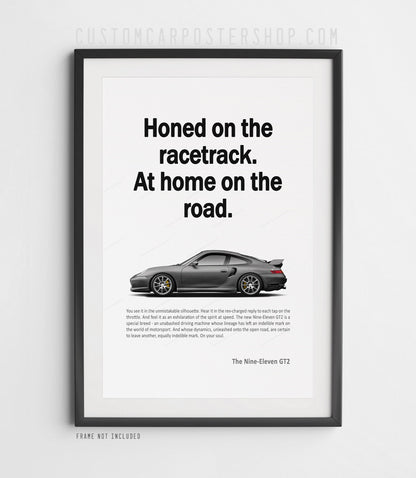 Porsche 996.2 911 GT2 Remastered Print Ad - Honed on the Racetrack