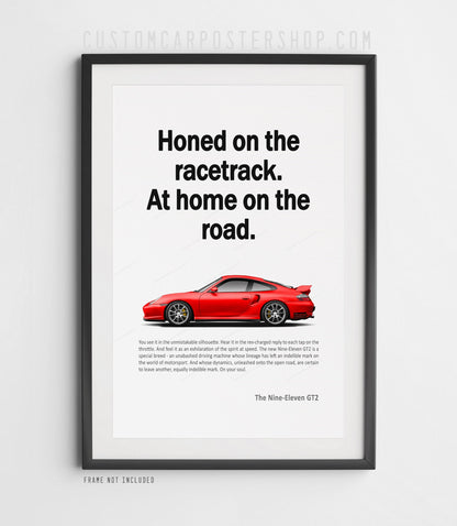 Porsche 996.2 911 GT2 Remastered Print Ad - Honed on the Racetrack
