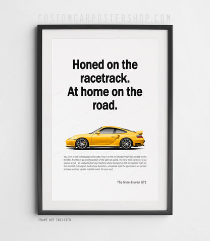 Porsche 996.2 911 GT2 Remastered Print Ad - Honed on the Racetrack
