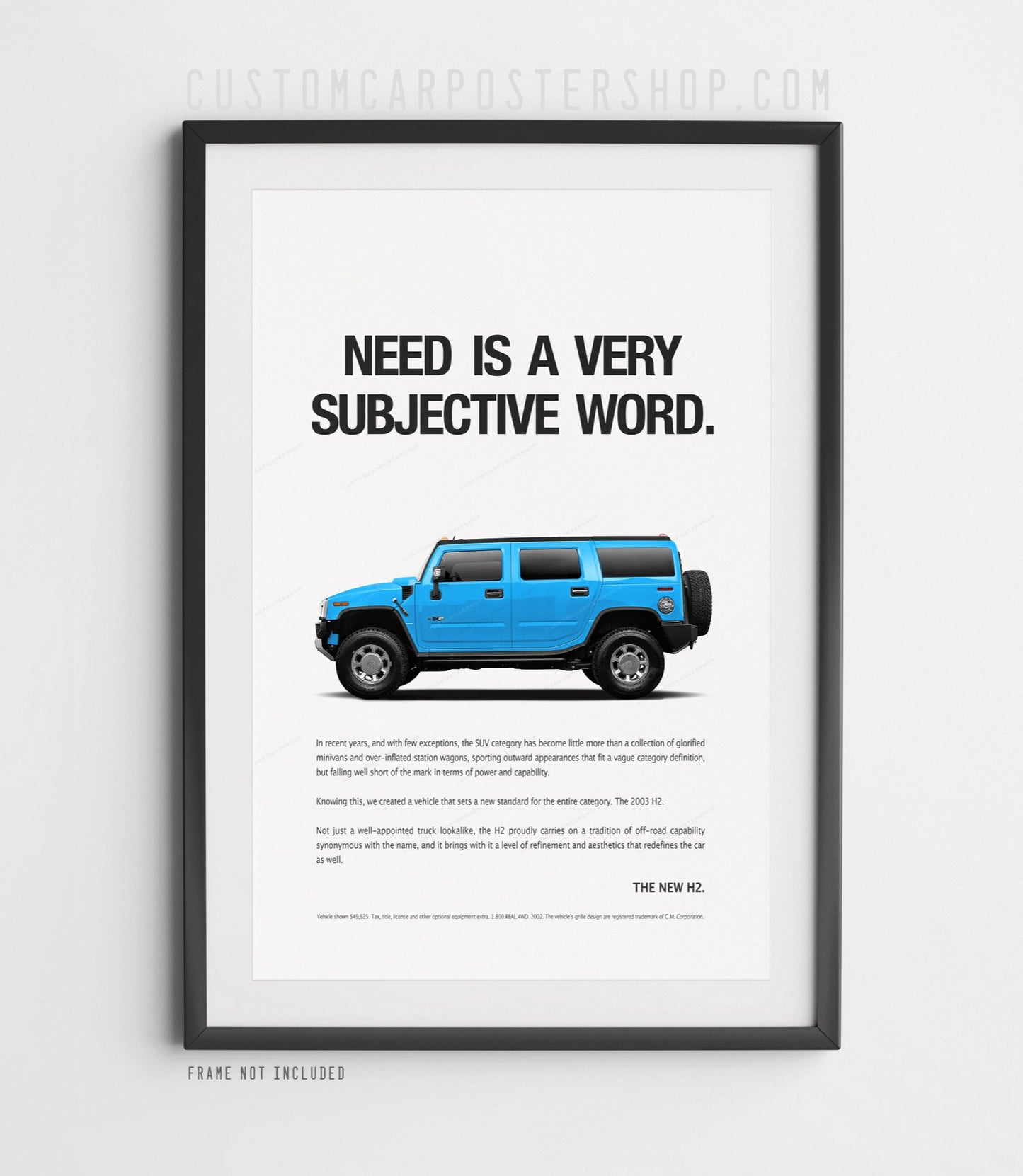 Hummer H2 (2002) Remastered Print Ad Poster– Need
