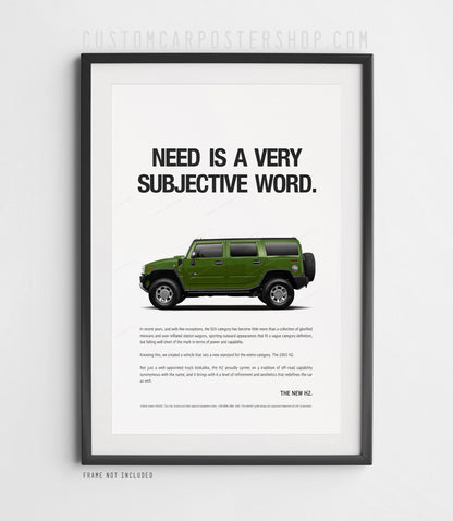 Hummer H2 (2002) Remastered Print Ad Poster– Need