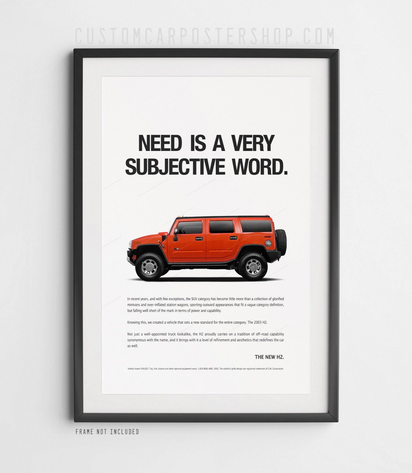 Hummer H2 (2002) Remastered Print Ad Poster– Need