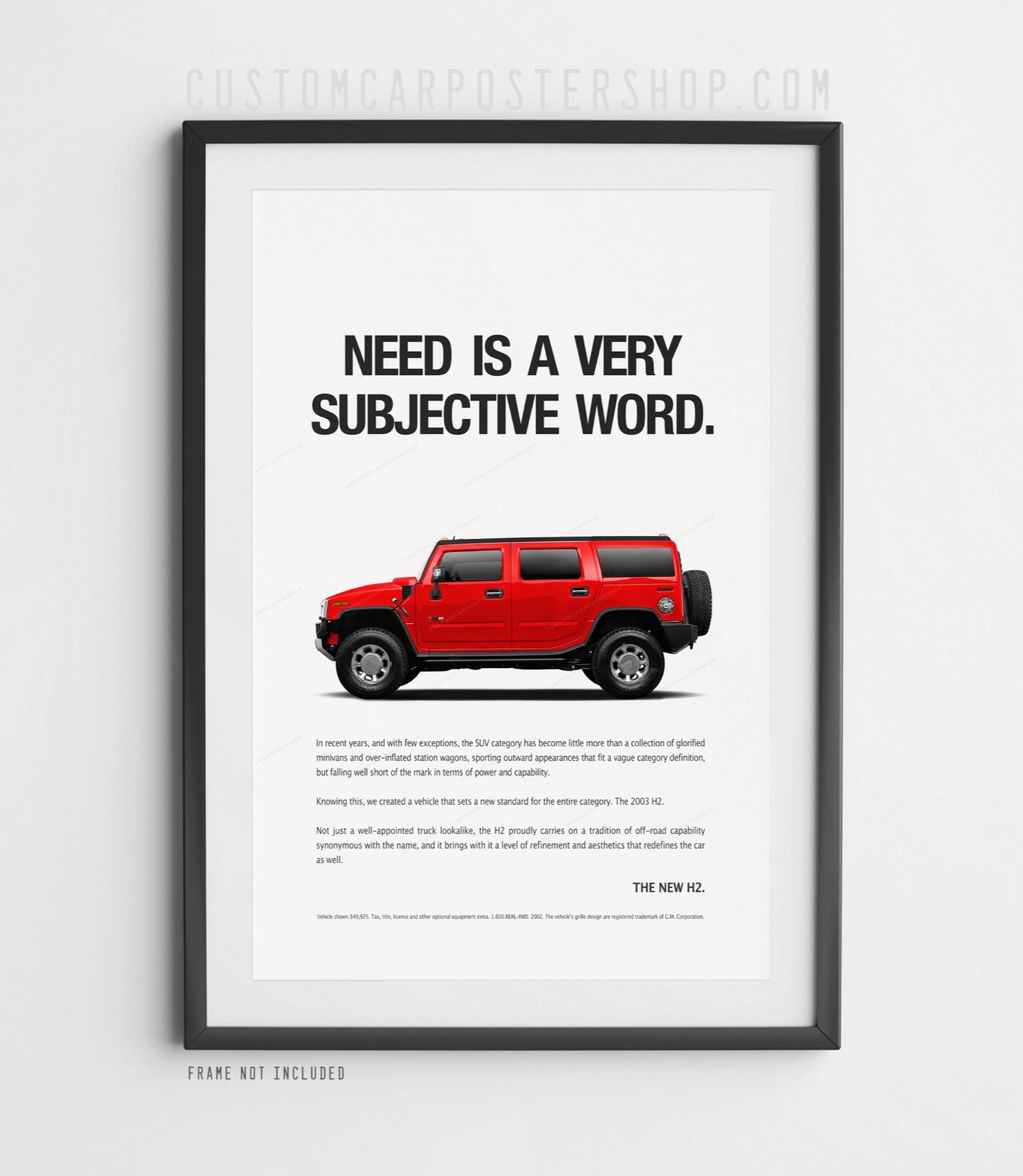 Hummer H2 (2002) Remastered Print Ad Poster– Need