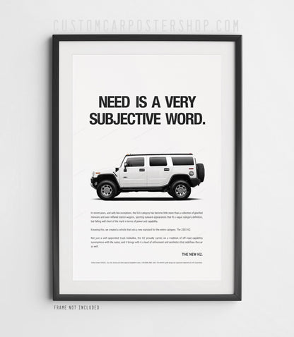 Hummer H2 (2002) Remastered Print Ad Poster– Need