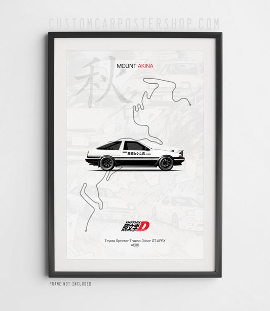 Toyota AE86 Trueno - Initial D Poster framed art