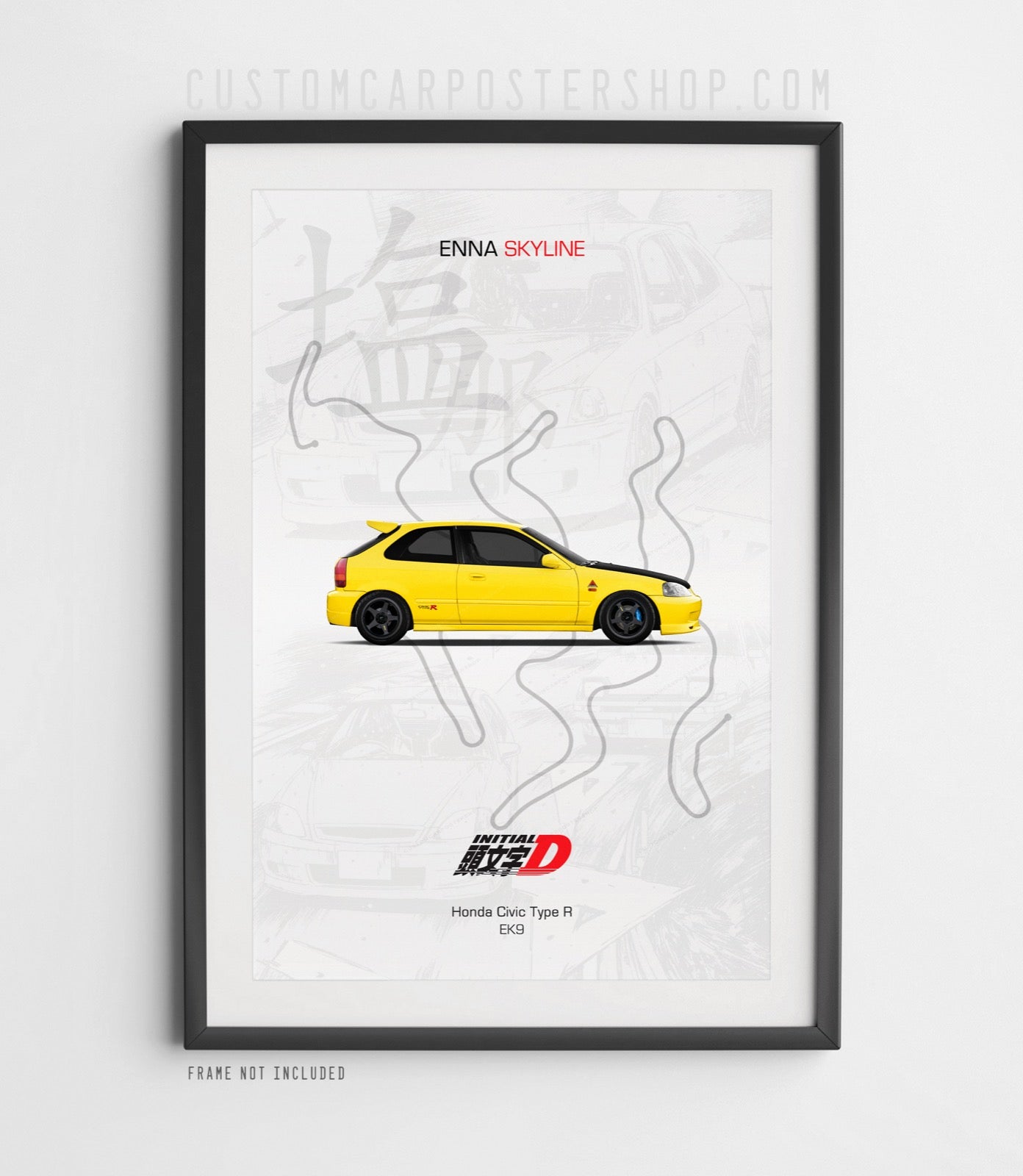 Honda Civic Type R EK9 - Initial D Poster Framed Art