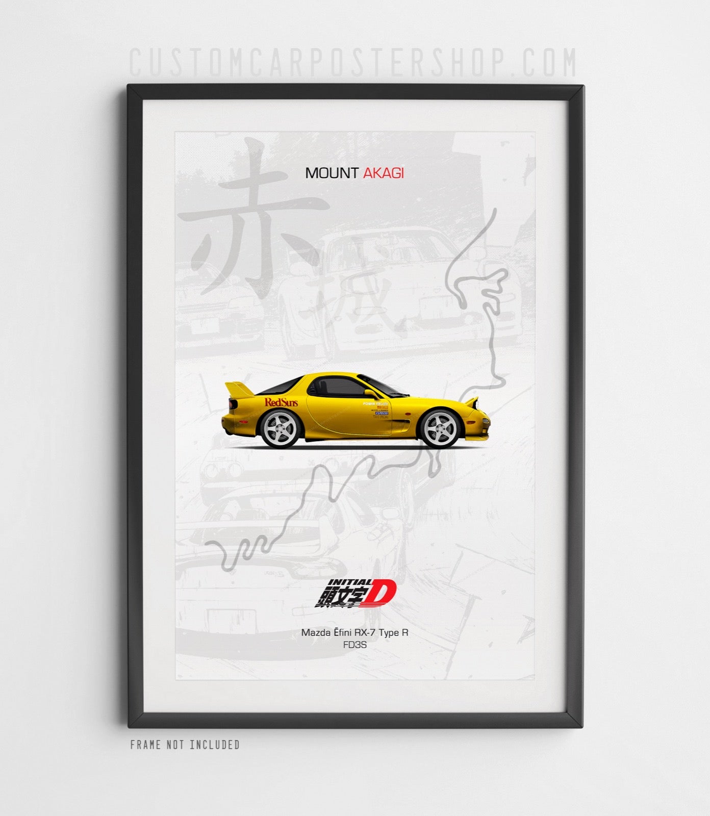 Mazda RX-7 FD - Initial D Poster framed art