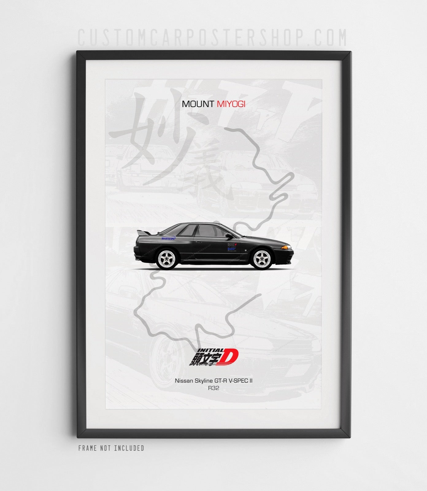 Nissan Skyline GT-R R32 - Initial D Poster framed art