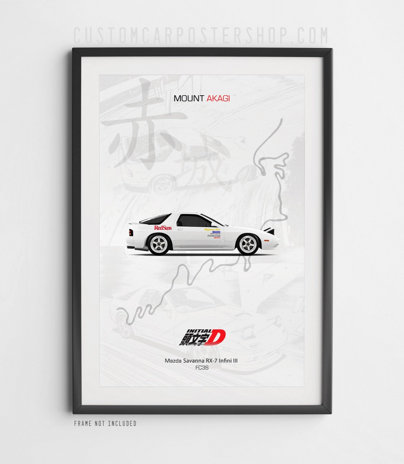 Mazda RX-7 FC - Initial D Poster Framed Art