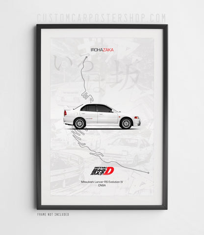 Mitsubishi Evolution IV - Initial D Poster Framed Art