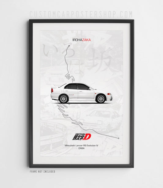 Mitsubishi Evolution IV - Initial D Poster Framed Art