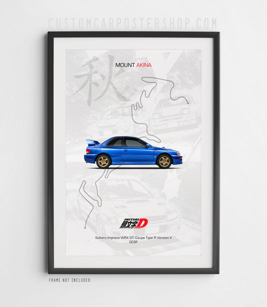 Subaru WRX STi - Initial D Poster framed