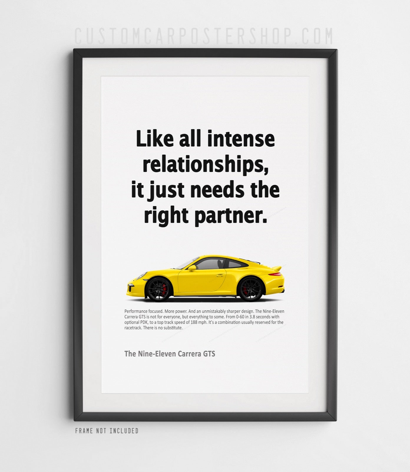 Yellow Porsche 911 (991.1) Carrera GTS Print Ad Framed Poster Art 