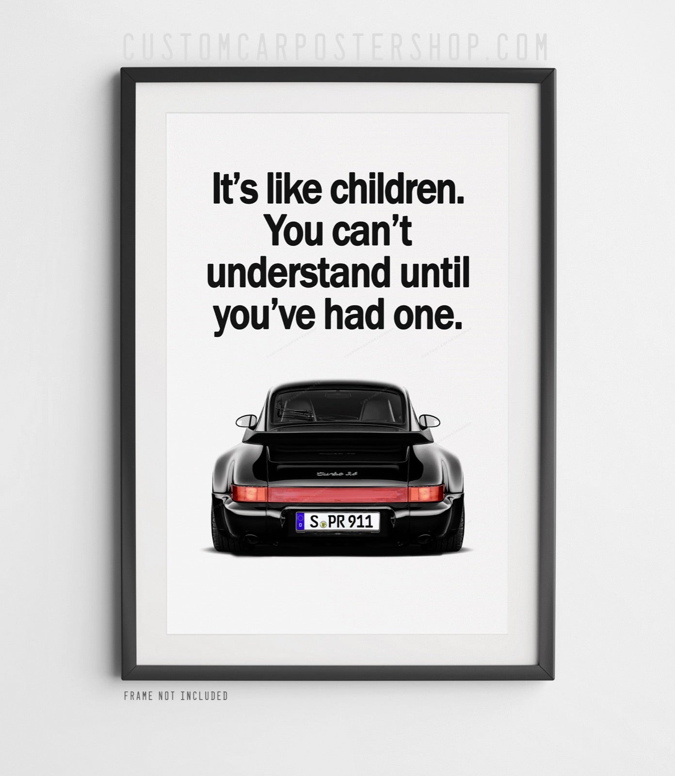 Porsche 911 (964) Turbo Vintage Ad - Like Children Poster in a frame