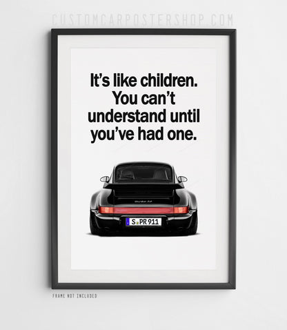 Porsche 911 (964) Turbo Vintage Ad - Like Children Poster in a frame