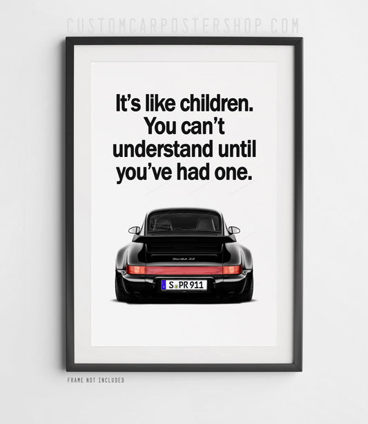 Porsche 911 (964) Turbo Vintage Ad - Like Children Poster in a frame