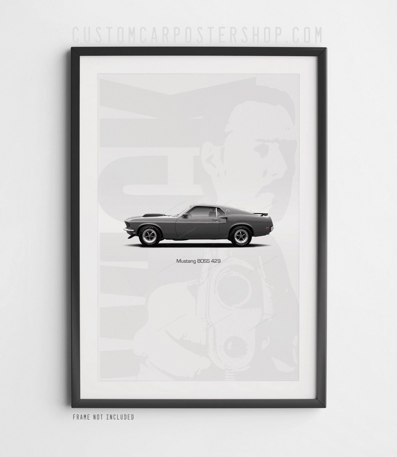 John Wick - Ford Mustang BOSS 429 Poster in a frame