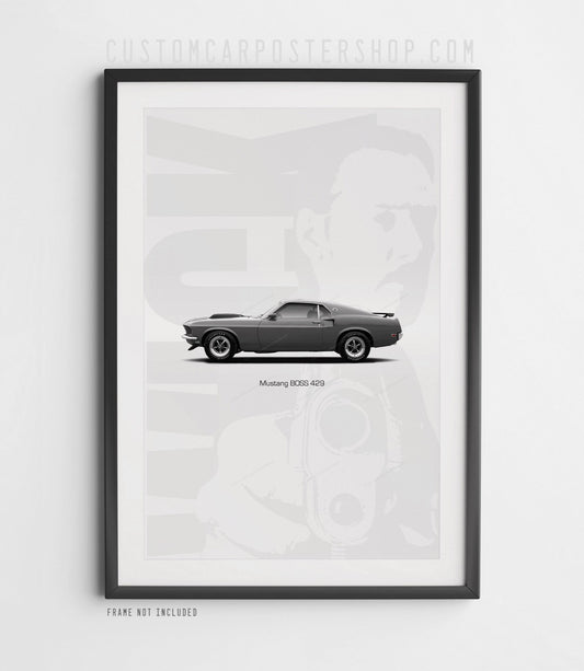 John Wick - Ford Mustang BOSS 429 Poster in a frame