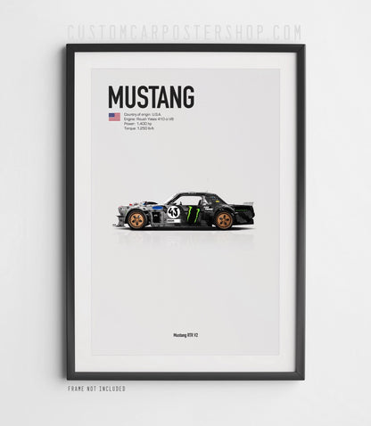 Ken Block Ford Mustang RTR Hoonicorn Tribute Poster Framed Art