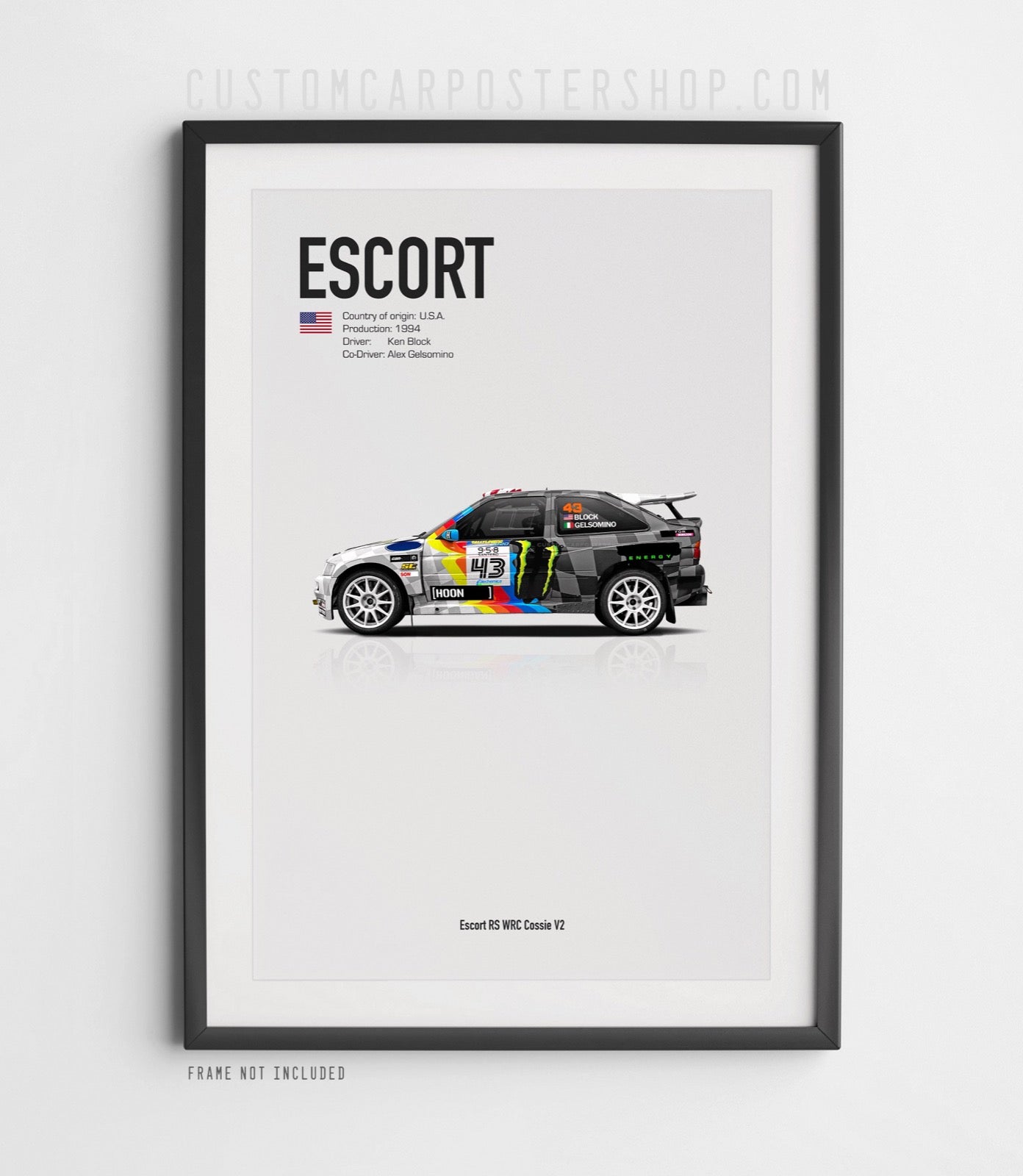 Ken Block Ford Escort RS Cossie V2 Tribute Poster Framed Art