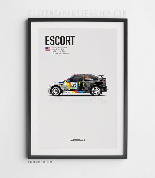 Ken Block Ford Escort RS Cossie V2 Tribute Poster Framed Art